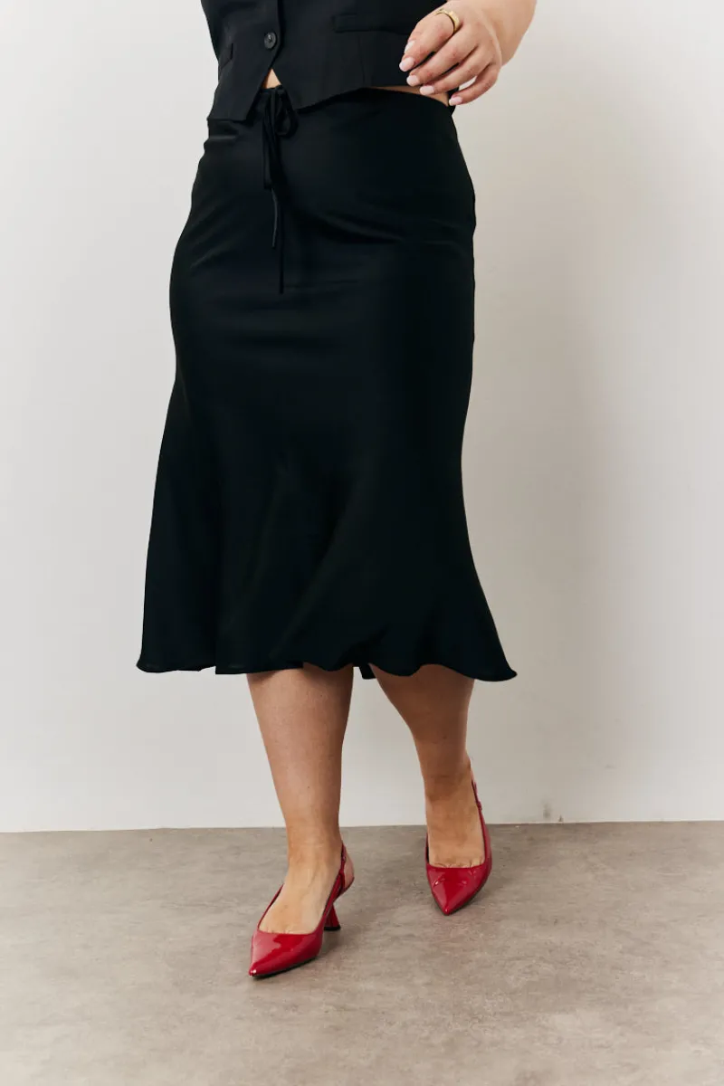Satin Tie Waist Slip Skirt|In the Style Clearance