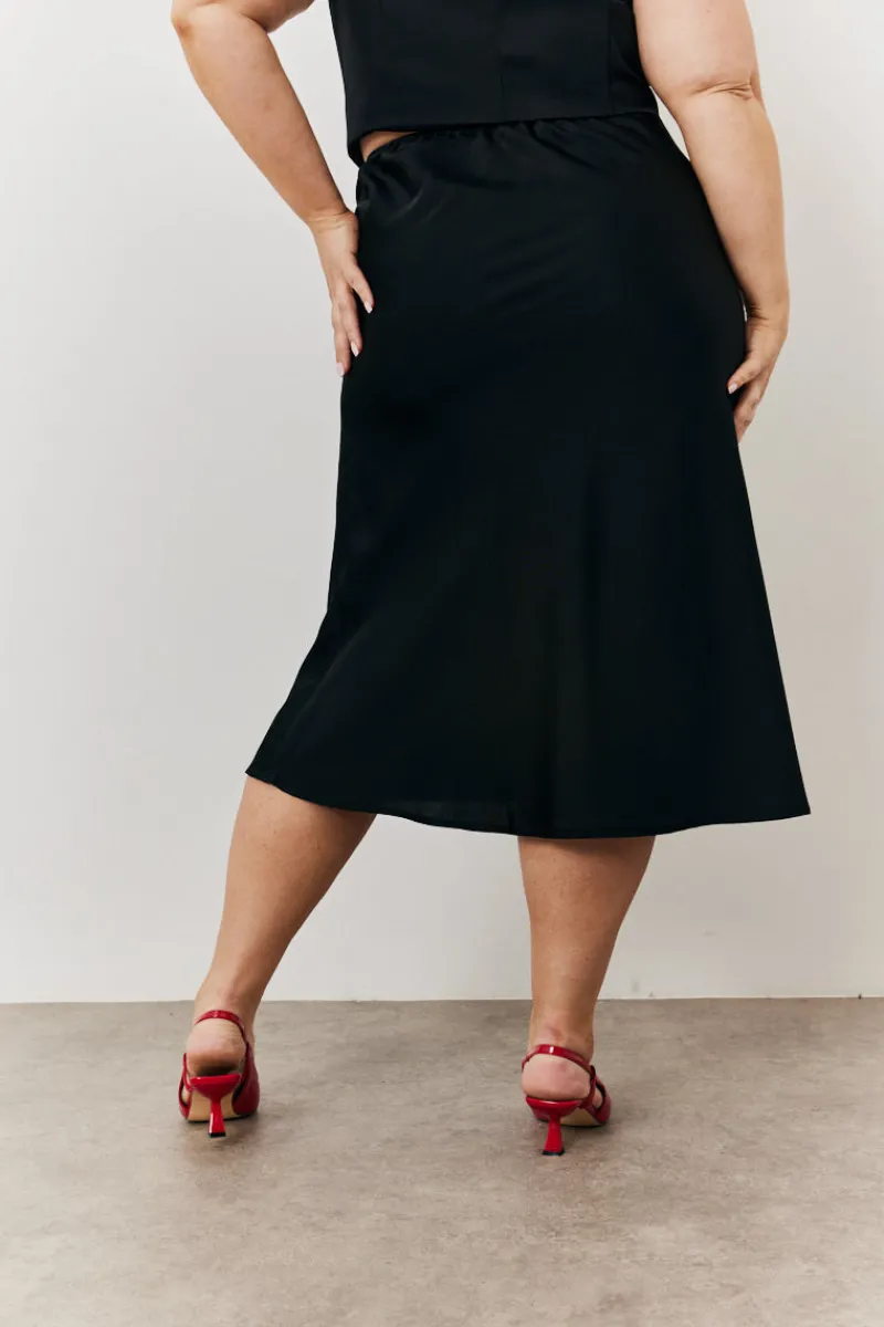 Satin Tie Waist Slip Skirt|In the Style Clearance