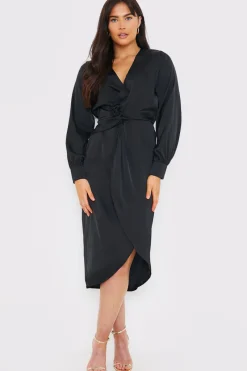 Satin Twist Waist Midi Dress|In The Style Hot