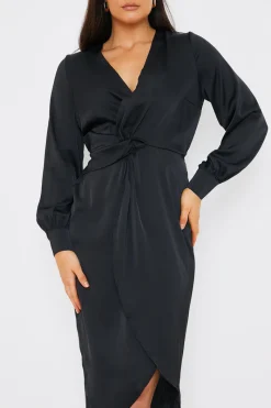 Satin Twist Waist Midi Dress|In The Style Hot