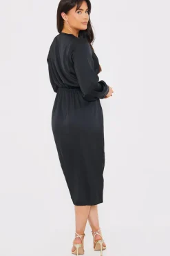 Satin Twist Waist Midi Dress|In The Style Hot