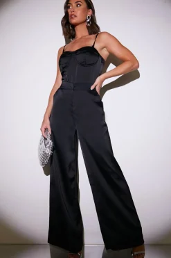Satin Wide Leg Trousers|In the Style Online