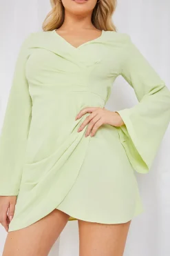 Satin Wrap Front Dress|In the Style
