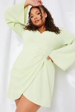 Satin Wrap Front Dress|In the Style