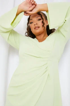 Satin Wrap Front Dress|In the Style