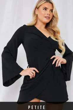 Satin Wrap Front Mini Dress|In the Style