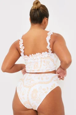 Scarf Print Shirred High Waisted Bikini Bottom|In the Style Outlet
