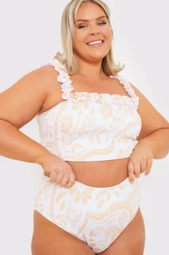 Scarf Print Shirred High Waisted Bikini Bottom|In the Style Outlet