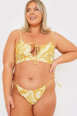 Scarf Print Tie Front Scoop Neck Bikini Top|In the Style New