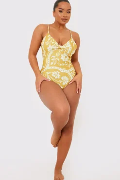 Scarf Print Twist Front Swimsuit|In the Style Outlet