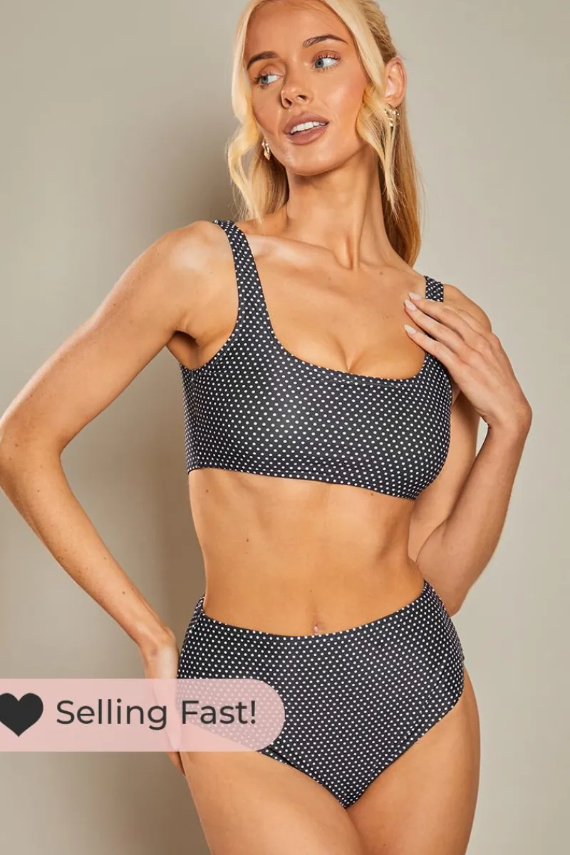 Scoop Neck Polka Dot Bikini Top|In The Style New