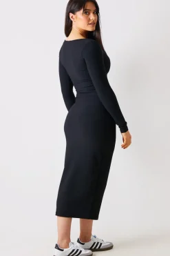 Scoop Neck Rib Midaxi Dress|In The Style New