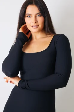 Scoop Neck Rib Midaxi Dress|In The Style New