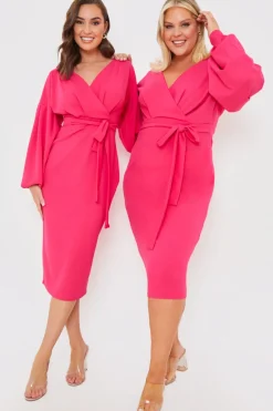 Scuba Bardot Belted Dress|In the Style Online