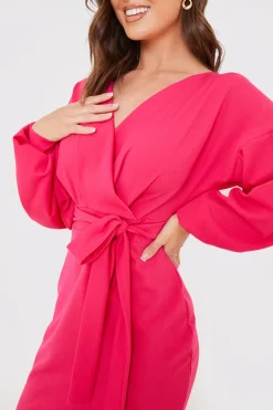 Scuba Bardot Belted Dress|In the Style Online