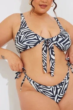 Sculpt and Control Abstract Print Tie Side Bikini Bottoms|In The Style