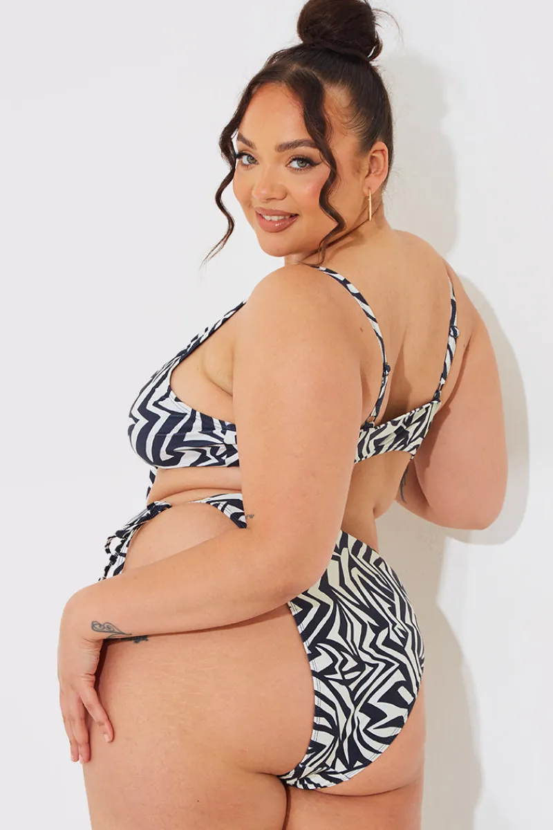Sculpt and Control Abstract Print Tie Side Bikini Bottoms|In The Style