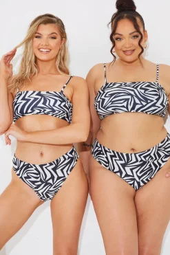 Sculpt and Control Abstract Print Bandeau Bikini Top|In The Style Online