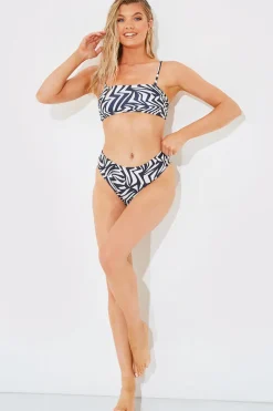 Sculpt and Control Abstract Print Bandeau Bikini Top|In The Style Online