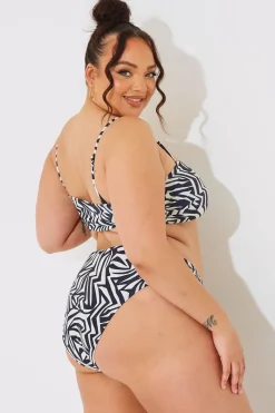 Sculpt and Control Abstract Print Bandeau Bikini Top|In The Style Online