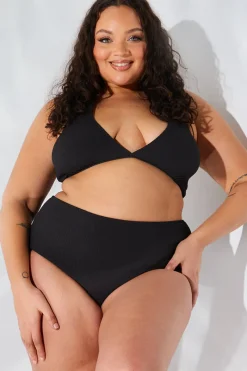 Sculpt and Control Crinkle Wrap Front Halter Bikini Top|Fits