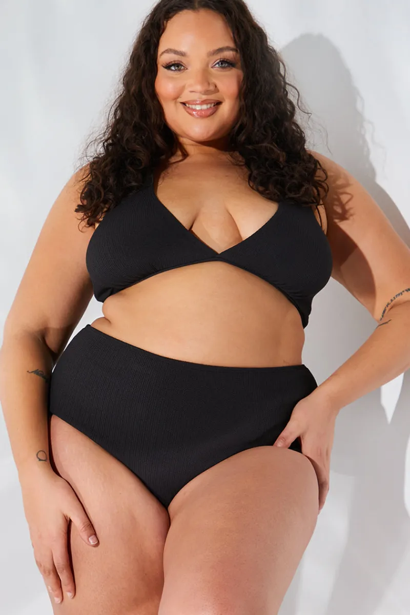 Sculpt and Control Crinkle Wrap Front Halter Bikini Top|Fits
