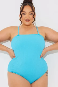 Sculpt and Control Crinkle Bandeau Swimsuit|In The Style Sale