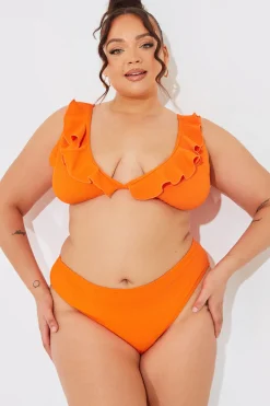 Sculpt and Control Crinkle Frill Bikini Top|In The Style Discount