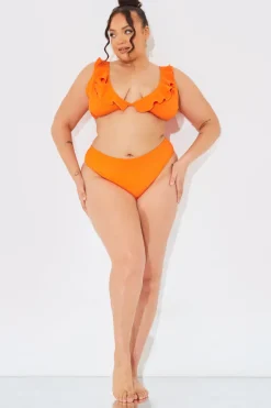 Sculpt and Control Crinkle Frill Bikini Top|In The Style Discount
