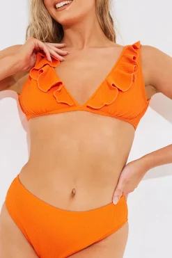 Sculpt and Control Crinkle High Waisted High Leg Bikini Bottom|In The Style Clearance