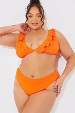 Sculpt and Control Crinkle High Waisted High Leg Bikini Bottom|In The Style Clearance