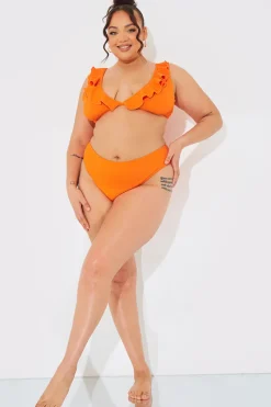 Sculpt and Control Crinkle High Waisted High Leg Bikini Bottom|In The Style Clearance