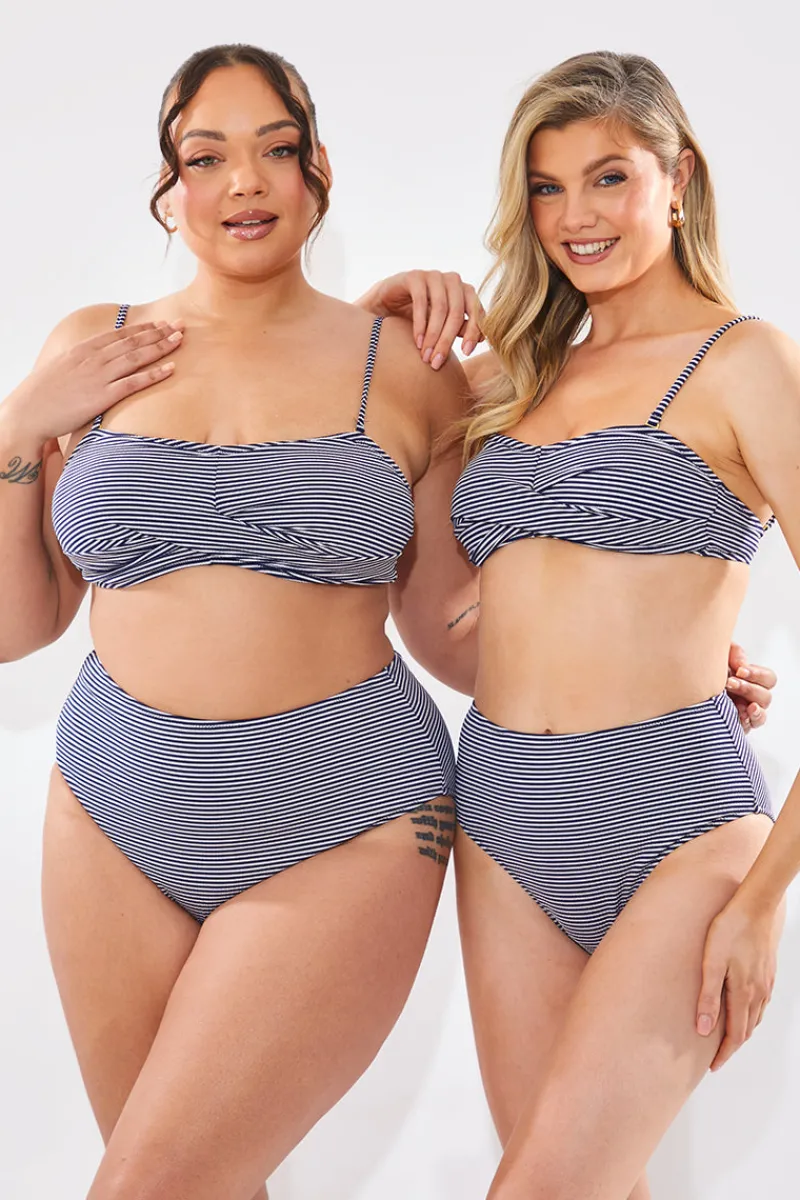 Sculpt And Control Stripe Waisted Full Coverage Bikini Bottom|In The Style Sale