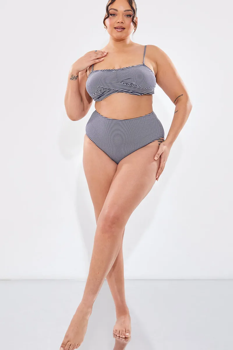 Sculpt And Control Stripe Waisted Full Coverage Bikini Bottom|In The Style Sale