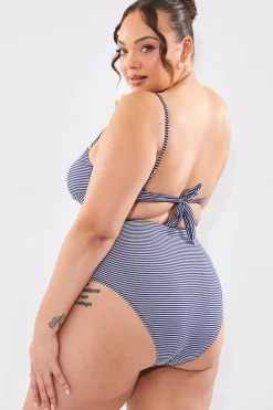 Sculpt And Control Stripe Waisted Full Coverage Bikini Bottom|In The Style Sale