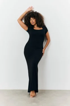 Sculpting Cap Sleeve Maxi Dress|Fits