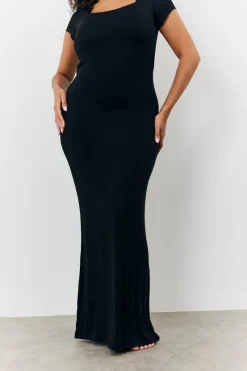 Sculpting Cap Sleeve Maxi Dress|Fits