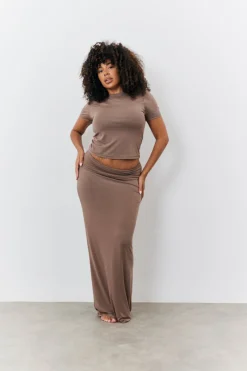 Sculpting Fold Over Waistband Maxi Skirt|Fits Outlet