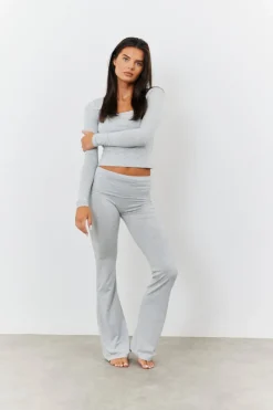 Sculpting Fold Over Waistband Flare Leg Trouser|Fits Sale