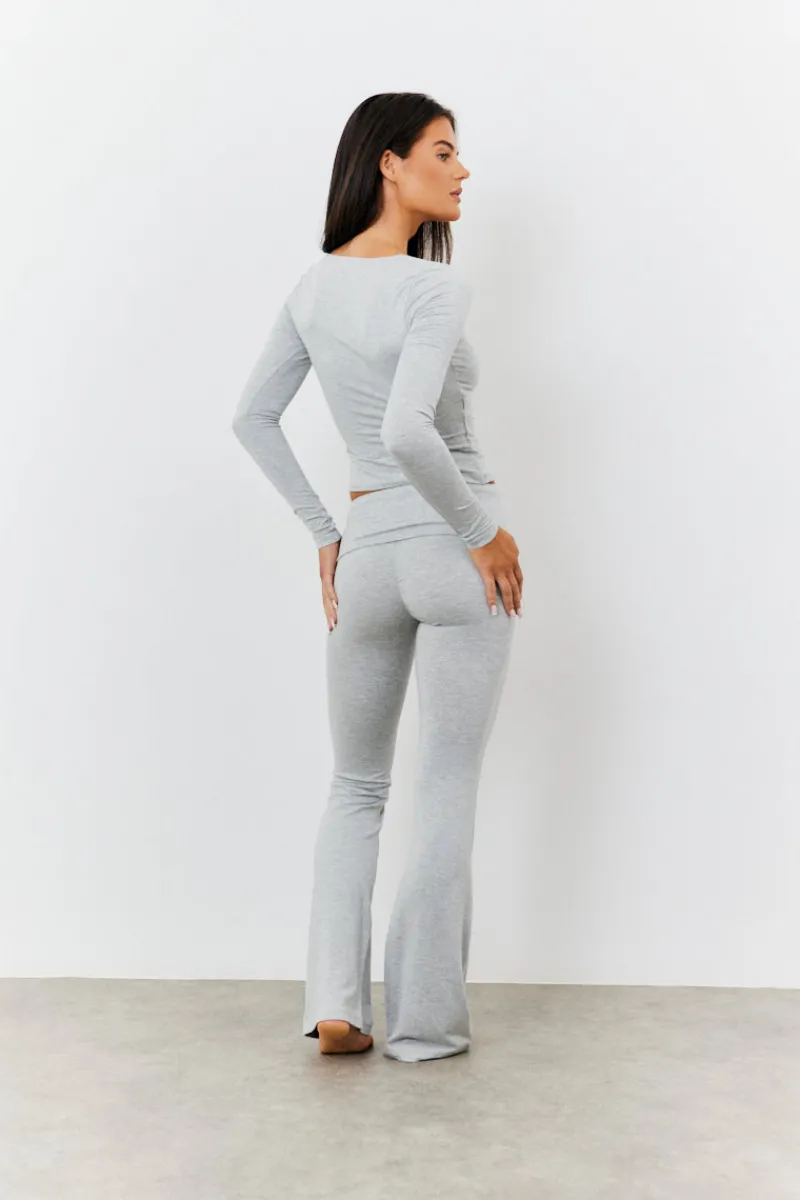 Sculpting Fold Over Waistband Flare Leg Trouser|Fits Sale