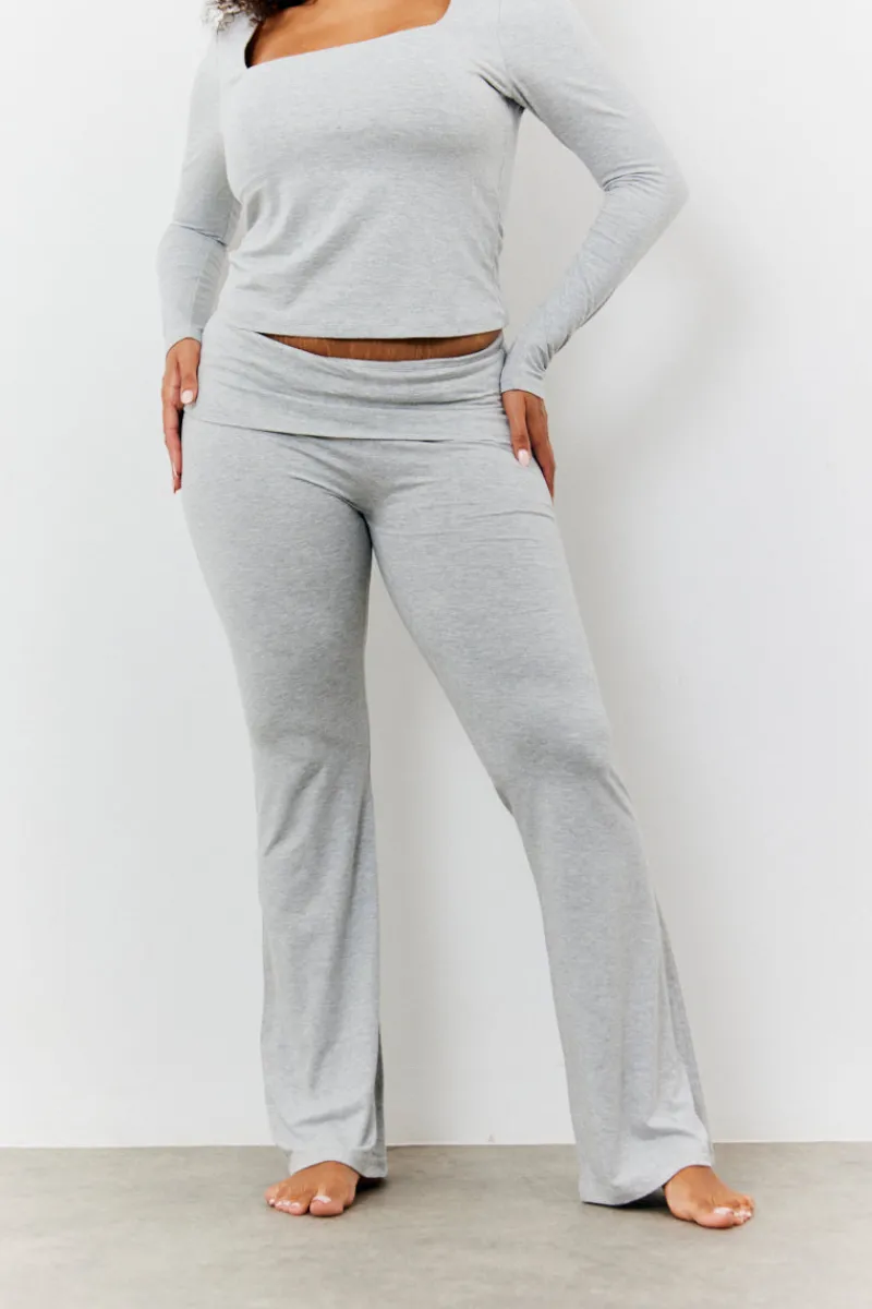 Sculpting Fold Over Waistband Flare Leg Trouser|Fits Sale