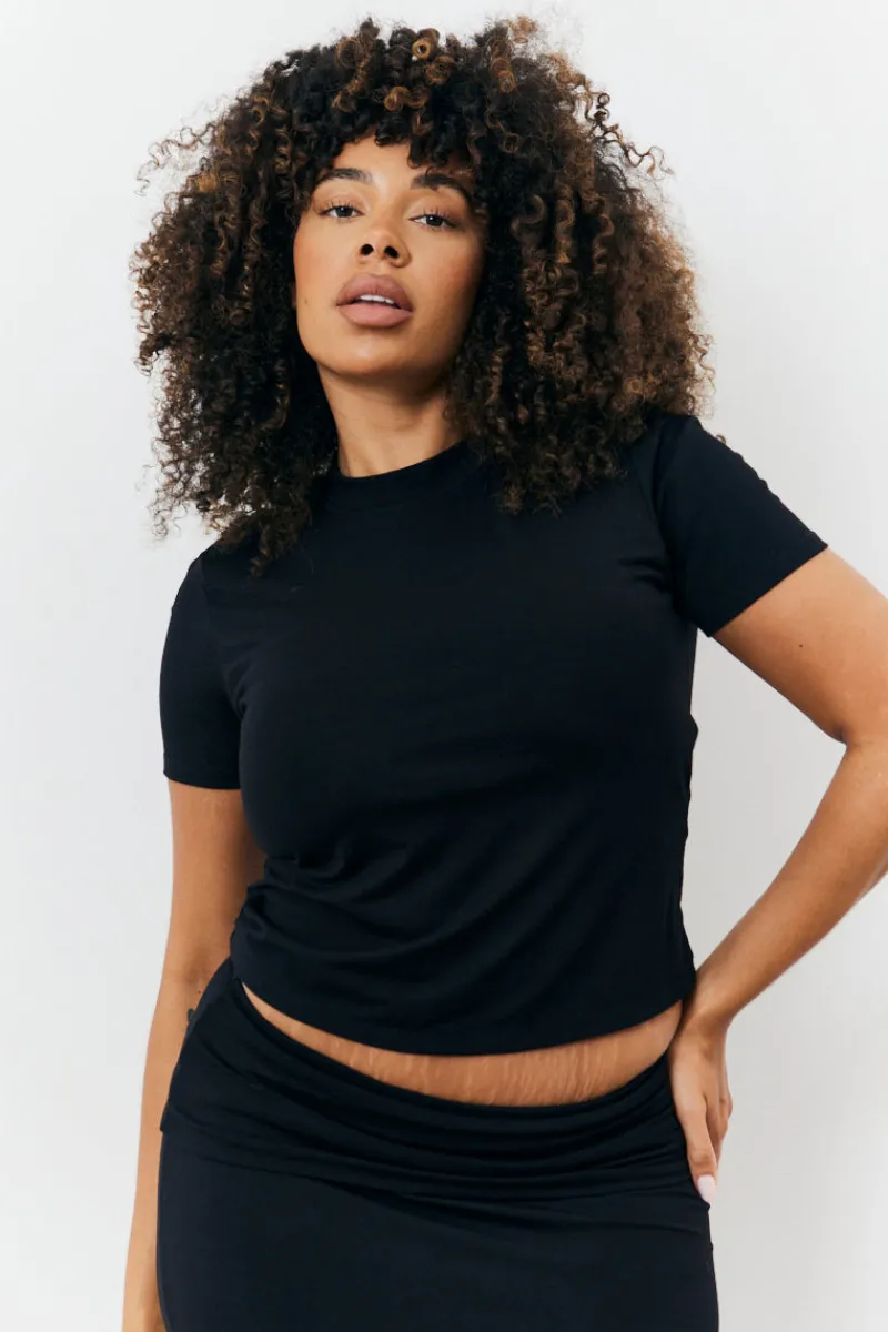 Sculpting Short Sleeve Crew Neck T-Shirt|Fits Sale