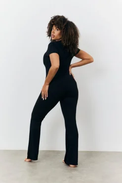 Sculpting Short Sleeve Wide Leg Jumpsuit|In the Style New