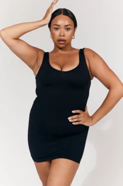 Seamless Plunge Neck Snatched Shapewear Mini Dress|In The Style New