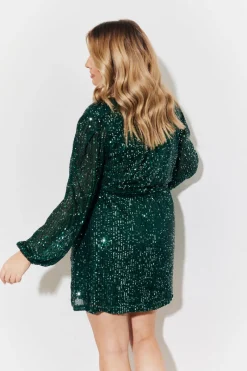 Sequin Balloon Sleeve Skater Mini Dress|In the Style Hot