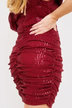Sequin Bardot Ruched Mini Dress|In the Style Best