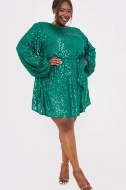 Sequin Belted Balloon Sleeve Mini Dress|In the Style Best