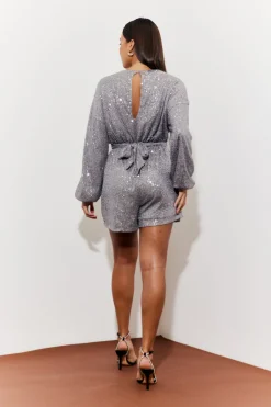 Sequin Multi Front Knot Playsuit|In the Style Best