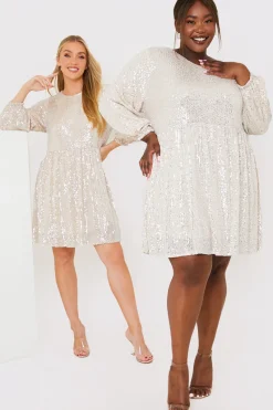 Sequin Smock Mini Dress|In the Style Outlet