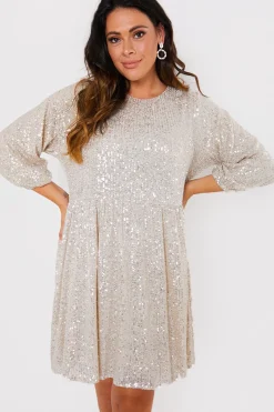 Sequin Smock Mini Dress|In the Style Outlet